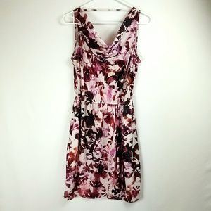 DKNY Jean's Floral Scoop Neck Faux Wrap Dress